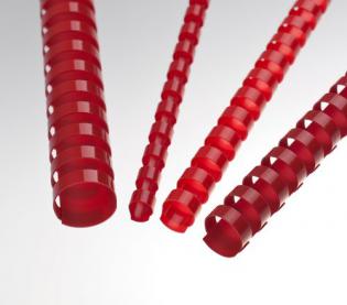Plastové hřbety 14 mm, červené, 100ks v balení