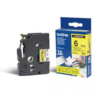 Brother páska černá na žluté, 6mm/8m, TZ-611