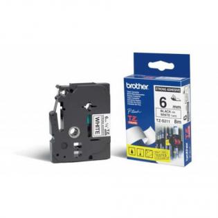 Brother páska černá na bílé, 6mm, TZ-S211