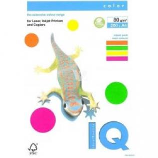 IQ COLOR neonový mix barev A4, 80 gsm, 200 listů IQ COLOR neonový mix barev A4, 80 gsm, 200 listů