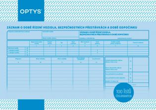 Optys 1166 záznam o provozu nákladního vozidla číslovaný A4