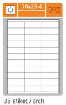 Print etikety A4 - 70 x 25,4 mm (33 etiket / arch)