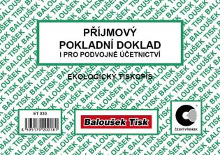 Baloušek příjmový pokladní doklad i pro podvojné účetnictví - A6 / nečíslovaný / 50 listů / ET030