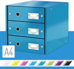 Zásuvkový box Leitz Click &amp; Store - 3 zásuvky / modrá