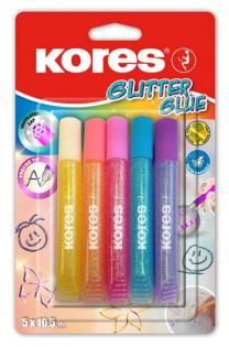 Lepidlo Kores Glitter Glue - 5 x 10,5 ml / pastelové barvy