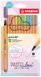 Liner STABILO® point 88® Pastellove - sada 12 ks