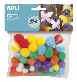 Kuličky APLI POM POM barevné / 78 ks Kuličky APLI POM POM barevné / 78 ks