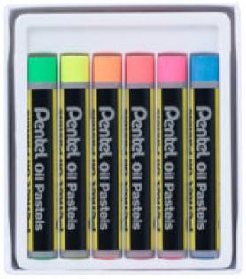 Olejové pastely Pentel - 6 barev / fluorescenční