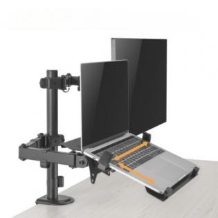 Držák monitoru Brateck LDT66-C024ML jedno kloubové rameno + jeden držák laptopu vedle sebe na tyčovém držáku